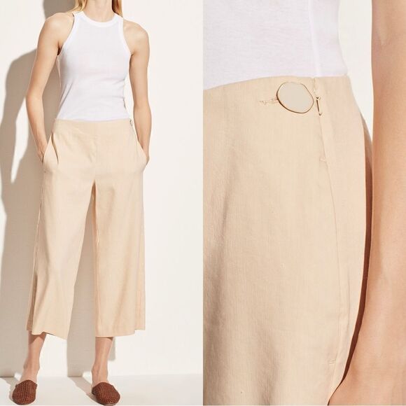 Vince Linen Cropped Wide Leg pants in Pale peach - Picture 1 of 11